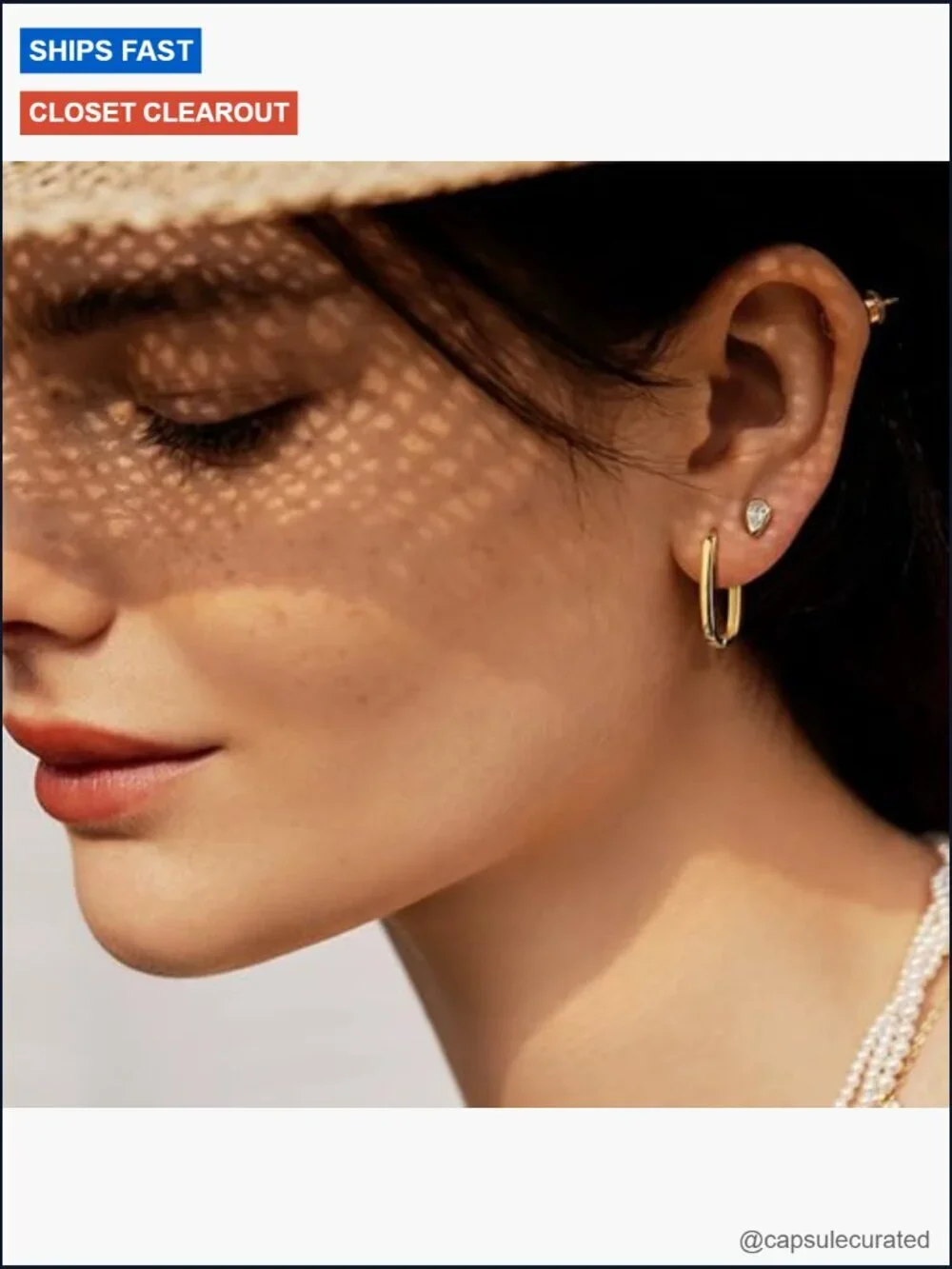 Rectangle Gold Hoop Earrings Geometric Hypoallergenic Square Hoops